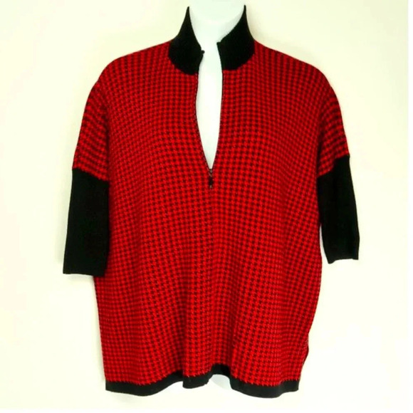 St. John Collection Sweaters - St John Sport Women's Wool Blend Dolman Sleeves Houndstooth Print Sweater